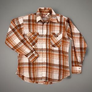 Vintage Levi's Plaid Shirt Made USA Orange Tab Large Western